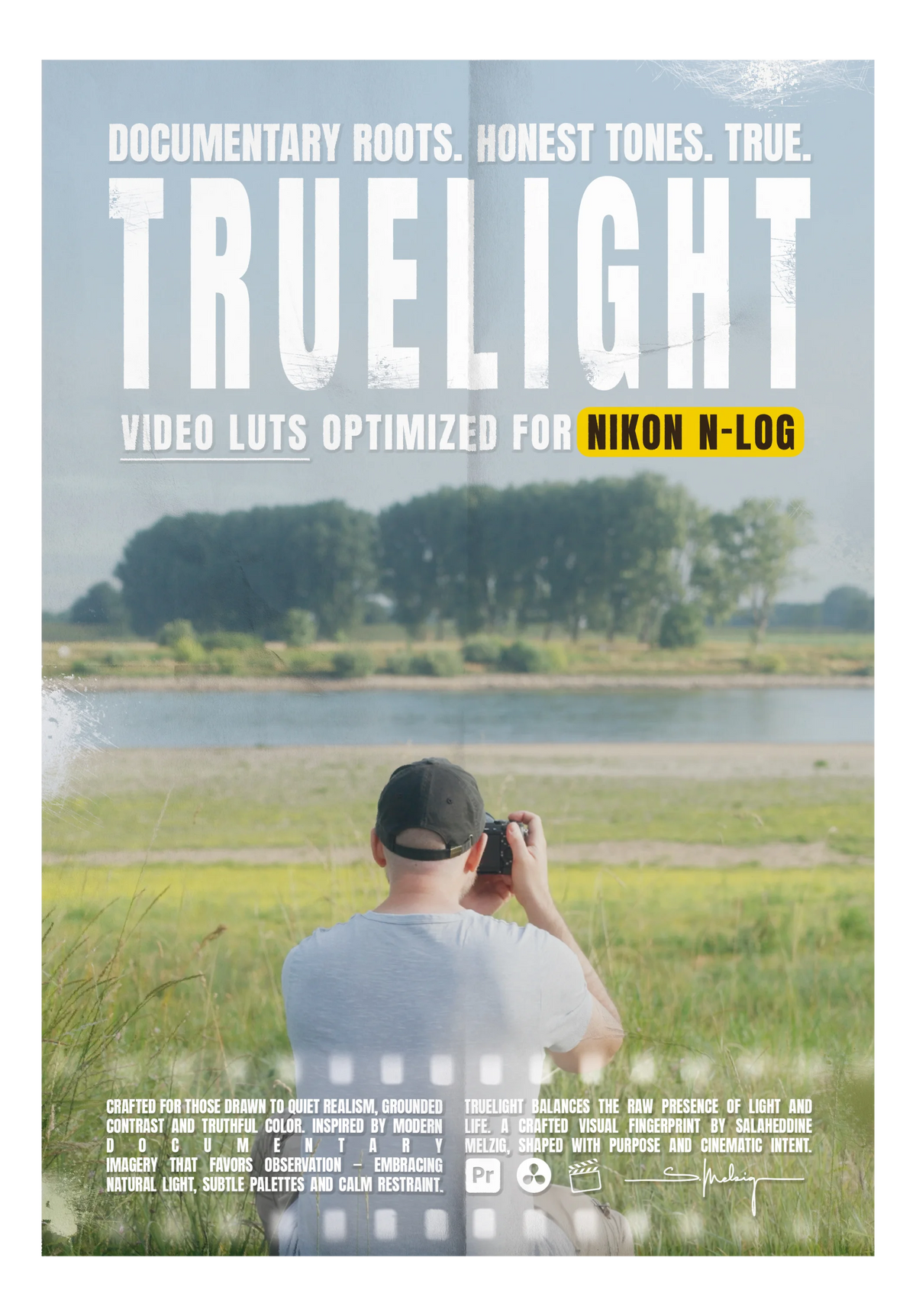 Covergrafik der Truelight Nikon Video LUTs — Video-LUTs für Nikon N-Log mit ruhigen Farben, sanftem Kontrast und cineastischer Stimmung.